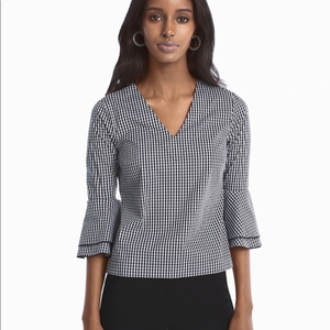 WHBM Checkered Emma Poplin Blouse‎
